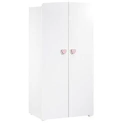 Armoire 2 Portes New Basic Boutons Coeur Rose