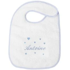 Bavoir à Velcro Coeur Bleu (personnalisable)