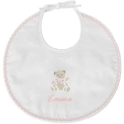 Bavoir De Naissance Ours Rose (personnalisable)