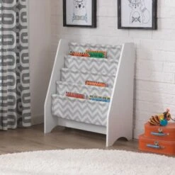 KidKraft Bibliothèque En Tissu Chevron Gris -Bébé Rêves Promos Magasin bibliotheque en tissu chevron gris 3