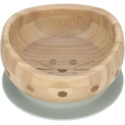 LÄSSIG Bol Ventouse En Bois De Bambou Little Chums Chat