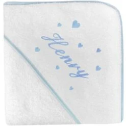 Cape De Bain Coeur Bleu Personnalisable (80 X 80 Cm)