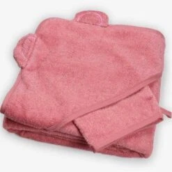 Cape De Bain + Gant Ours Rose (100 X 100 Cm) -Bébé Rêves Promos Magasin cape de bain gant ours rose 100 x 100 cm 4