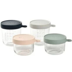 Beaba Coffret 4 Pots De Conservation En Verre (150 Ml Et 250 Ml)