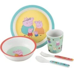 Coffret Repas En Mélamine Peppa Pig (5 Pièces)