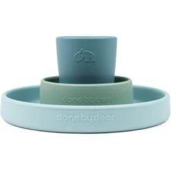 Done By Deer Coffret Repas En Silicone Happy Clouds Bleu (3 Pièces) -Bébé Rêves Promos Magasin coffret repas en silicone happy clouds bleu 3 pieces 3