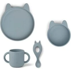 Liewood Coffret Repas En Silicone Vivi Lapin Sea Blue (4 Pièces)