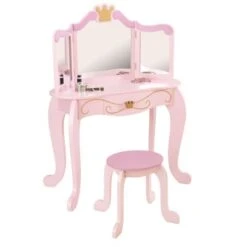 KidKraft Coiffeuse Enfant Rose Princesse Avec Tabouret