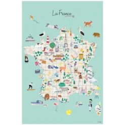 Grande Affiche Carte De France (60 X 40 Cm)