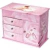 Trousselier Grande Boîte à Bijoux Musicale à Tiroirs Ballerine Rose