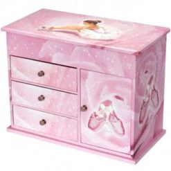 Trousselier Grande Boîte à Bijoux Musicale à Tiroirs Ballerine Rose