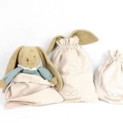 Trousselier Hochet Peluche Ange Lapin Marinière + Pochette En Coton -Bébé Rêves Promos Magasin hochet peluche ange lapin mariniere pochette en coton 3