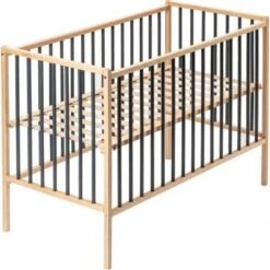 Lit à Barreaux En Bois Rémi Hybride Anthracite (60 X 120 Cm) -Bébé Rêves Promos Magasin lit a barreaux en bois remi hybride anthracite 60 x 120 cm 4