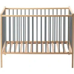 Lit à Barreaux En Bois Rémi Hybride Bleu Gris (60 X 120 Cm) -Bébé Rêves Promos Magasin lit a barreaux en bois remi hybride bleu gris 60 x 120 cm 3