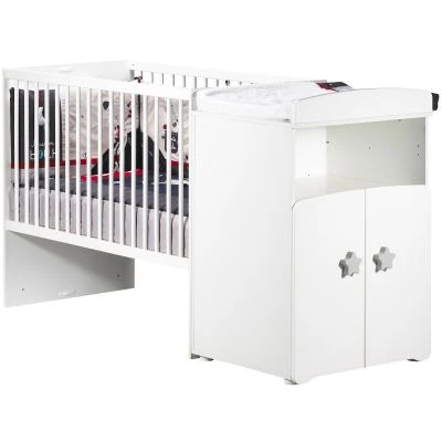 Lit Bébé Combiné évolutif New Basic Boutons étoile Gris (60 X 120 Cm) 1 Lit Bébé Combiné évolutif New Basic Boutons étoile Gris (60 X 120 Cm)