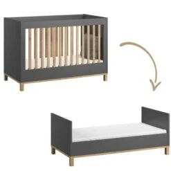 VOX Lit Bébé évolutif Altitude Graphite/bois (70 X 140 Cm)