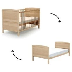 Lit évolutif En Bois De Hêtre Verni Essentiel (70 X 140 Cm)