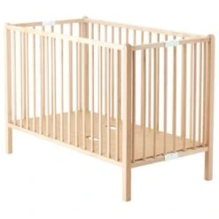 Lit Pliable à Barreaux Roméo Naturel (120 X 60 Cm) -Bébé Rêves Promos Magasin lit pliable a barreaux romeo naturel 120 x 60 cm 2