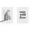 Lot De 2 Affiches Léopard Stay Wild & Free (30 X 40 Cm)