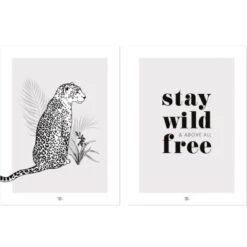Lot De 2 Affiches Léopard Stay Wild & Free (30 X 40 Cm)