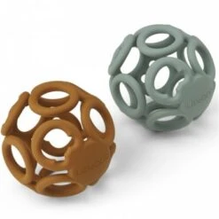Liewood Lot De 2 Balles De Dentition En Silicone Jasmin Mustard Peppermint Mix
