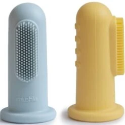 Mushie Lot De 2 Brosses à Dents à Doigt Powder Blue/Pale Daffodil