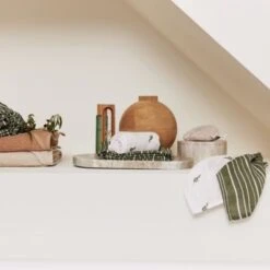 Jollein Lot De 2 Gants De Toilette En Coton Bio Stripe & Olive -Bébé Rêves Promos Magasin lot de 2 gants de toilette en coton bio stripe olive 4