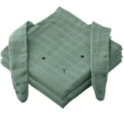 Liewood Lot De 2 Langes En Coton Bio Hannah Rabbit Peppermint (70 X 70 Cm)