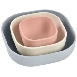 Beaba Lot De 3 Bols Silicone Gigogne Velvetgrey/cotton/dustyrose)