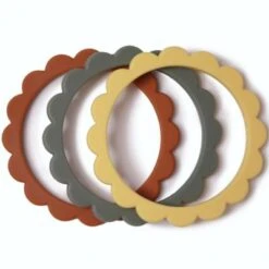 Mushie Lot De 3 Bracelets De Dentition Flower Sunshine/Dried Thyme/Clay