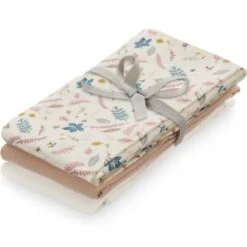 Cam Cam Copenhagen Lot De 3 Langes En Coton Bio Pressed Leaves Rose (70 X 70 Cm)