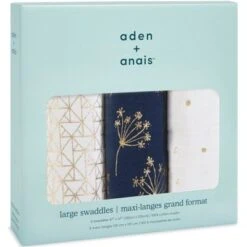 Aden + Anais Lot De 3 Maxi Langes Métalliques Gold Deco (120 X 120 Cm) -Bébé Rêves Promos Magasin lot de 3 maxi langes metalliques gold deco 120 x 120 cm 9