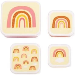 A Little Lovely Company Lot De 4 Boîtes à Goûter Arc-en-ciel -Bébé Rêves Promos Magasin lot de 4 boites a gouter arc en ciel 3