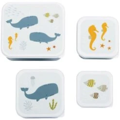 A Little Lovely Company Lot De 4 Boîtes à Goûter Océan -Bébé Rêves Promos Magasin lot de 4 boites a gouter ocean 3