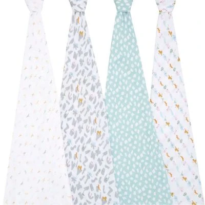 Aden + Anais Lot De 4 Maxi Langes En Coton Alphabet Animals (112 X 112 Cm) 2 Aden + Anais Lot De 4 Maxi Langes En Coton Alphabet Animals (112 X 112 Cm) – Image 2