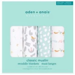 Aden + Anais Lot De 4 Maxi Langes En Coton Alphabet Animals (112 X 112 Cm) 13 Aden + Anais Lot De 4 Maxi Langes En Coton Alphabet Animals (112 X 112 Cm) -Bébé Rêves Promos Magasin lot de 4 maxi langes en coton alphabet animals 112 x 112 cm 7