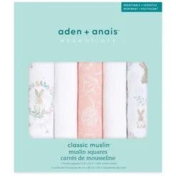 Aden + Anais Lot De 5 Musy-langes En Coton Essentials Blushing Bunnies (60 X 60 Cm) -Bébé Rêves Promos Magasin lot de 5 musy langes en coton essentials blushing bunnies 60 x 60 cm 5