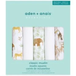 Aden + Anais Lot De 5 Musy-langes En Coton Essentials Tanzania (60 X 60 Cm) -Bébé Rêves Promos Magasin lot de 5 musy langes en coton essentials tanzania 60 x 60 cm 5