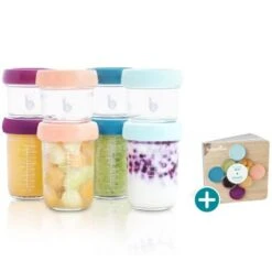 BabyMoov Lot De 8 Pots De Conservation En Verre Babybols + Livret De Recettes