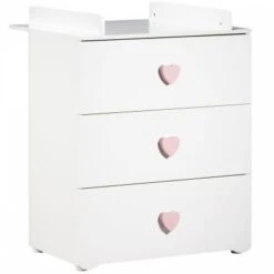 Pack Duo Lit Bébé Têtes Panneaux Blanc Et Commode à Langer Coeur Rose New Basic -Bébé Rêves Promos Magasin pack duo lit bebe tetes panneaux blanc et commode a langer coeur rose new basic 4