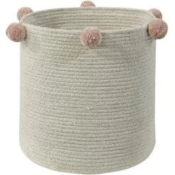 Lorena Canals Panier De Rangement Bubbly En Coton Naturel Et Rose Nude (30 X 30 Cm)