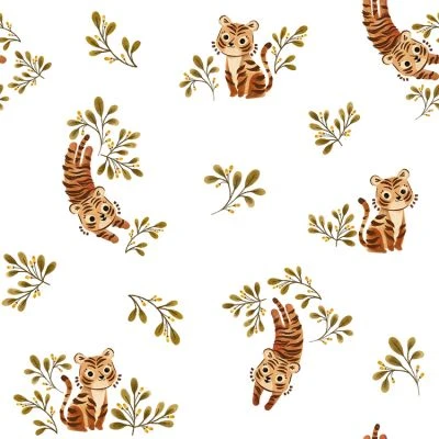 Papier Peint Cute Tiger (50 Cm X 10 M) 1 Papier Peint Cute Tiger (50 Cm X 10 M)