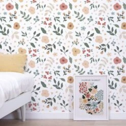 Papier Peint Floral Silhouettes (50 Cm X 10 M) -Bébé Rêves Promos Magasin papier peint floral silhouettes 50 cm x 10 m 3