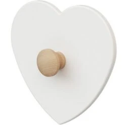 Porte-manteau Mural Coeur En Bois De Hêtre Brut Essentiel Blanc