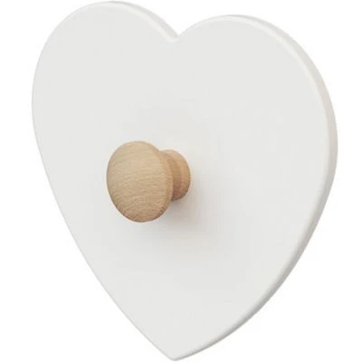 Porte-manteau Mural Coeur En Bois De Hêtre Brut Essentiel Blanc 1 Porte-manteau Mural Coeur En Bois De Hêtre Brut Essentiel Blanc