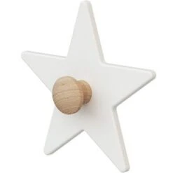 Porte-manteau Mural étoile En Bois De Hêtre Brut Essentiel Blanc