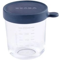 Beaba Pot De Conservation Portion En Verre Bleu (250 Ml)