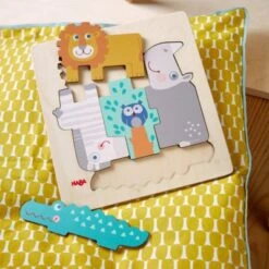 Haba Puzzle à Encastrement Dans La Jungle (5 Pièces) -Bébé Rêves Promos Magasin puzzle a encastrement dans la jungle 5 pieces 3