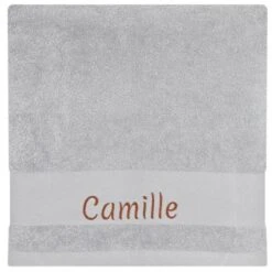 Serviette De Bain Grise Ours Personnalisable (50 X 100 Cm) -Bébé Rêves Promos Magasin serviette de bain grise ours personnalisable 50 x 100 cm 3