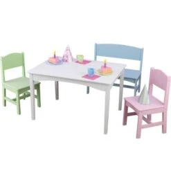 KidKraft Table Avec 2 Chaises Et Banc En Bois Nantucket Pastel